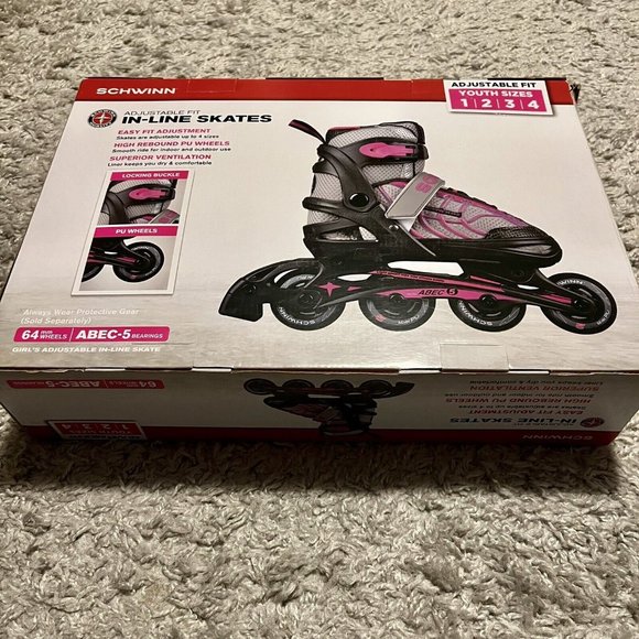 Schwinn Toys Schwinn Girls Adjustable Fit Inline Pink Gray Skates Youth Sizes 2 3 4 New